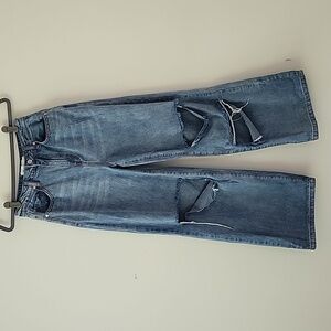 TWIIN High Rise Wide Leg Destroyed Mid Wash Jeans XS 25"     (q17 )
